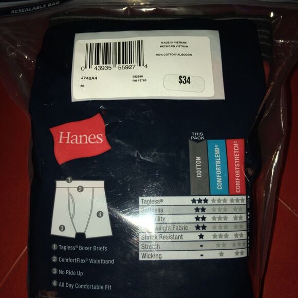 New (4) Pack Hanes Men’s Comfort-flex Tagless Boxer Briefs - Size M - MultiColor - Picture 6 of 6